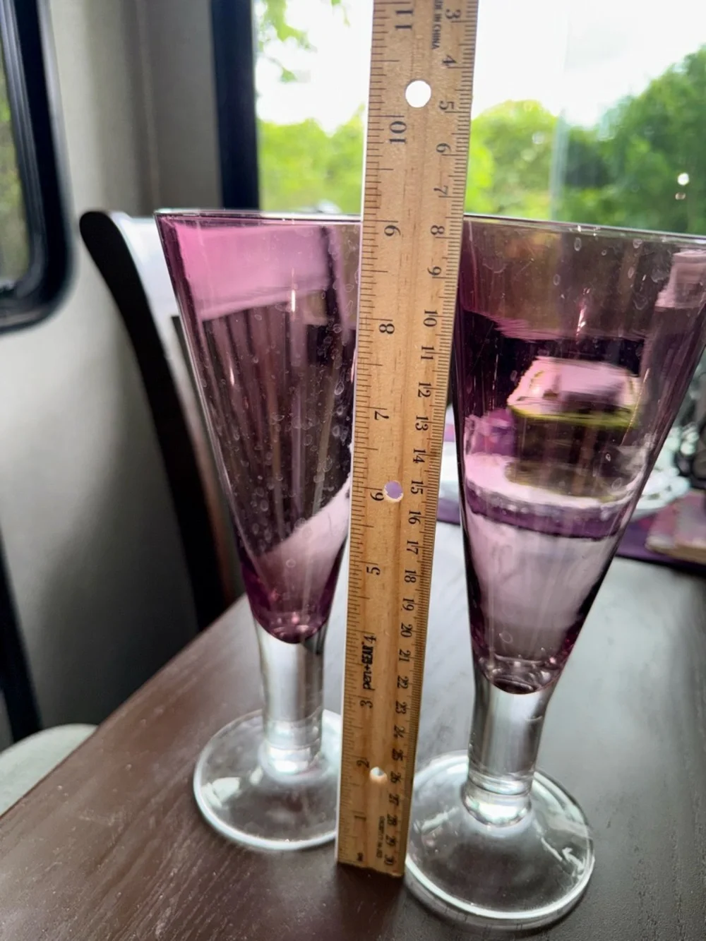 Crystal Drinking Glasses Thick Stem Cocktail Tea Light Purple Plum Cranberry